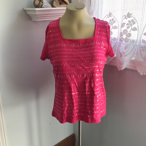 Rafaella sequined top with square neckline. EUC - Picture 3 of 13